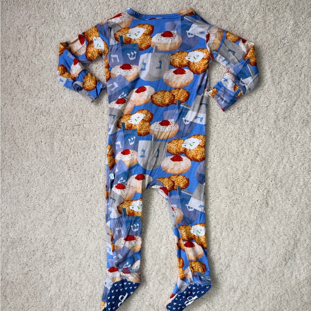 Posh Peanut Hanukkah Print Kids Footie Zipped One Piece - Picture 9 of 12